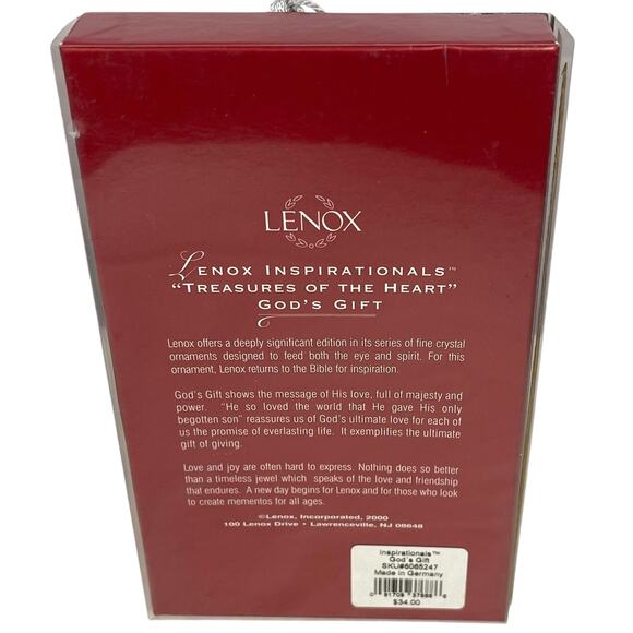 Vintage LENOX Full Lead CRYSTAL ORNAMENT Of GOD'S GIFT From GERMANY 3" With Box - Picture 4 of 4